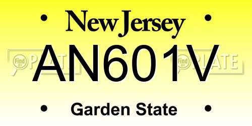 AN601V New Jersey License Plate