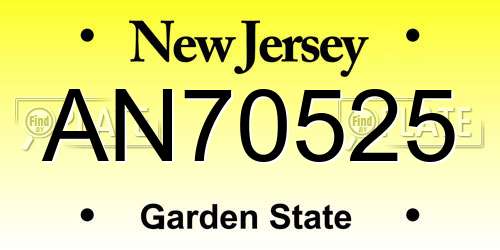 AN70525 New Jersey License Plate