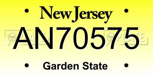 AN70575 New Jersey License Plate