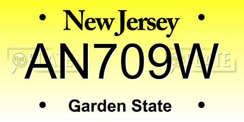 AN709W New Jersey License Plate