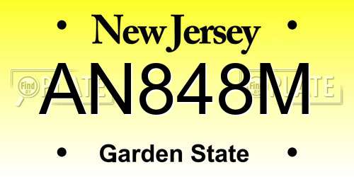 AN848M New Jersey License Plate