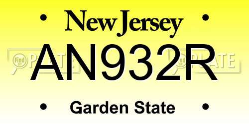 AN932R New Jersey License Plate