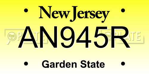 AN945R New Jersey License Plate