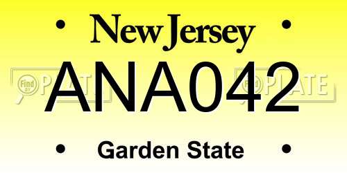 ANA042 New Jersey License Plate