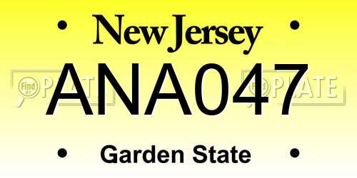 ANA047 New Jersey License Plate