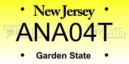 ANA04T New Jersey License Plate