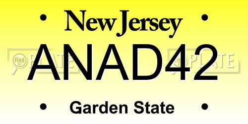ANAD42 New Jersey License Plate
