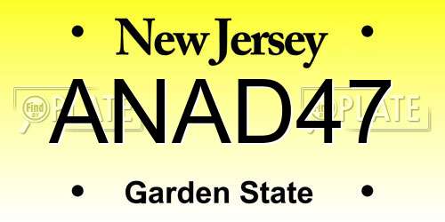 ANAD47 New Jersey License Plate