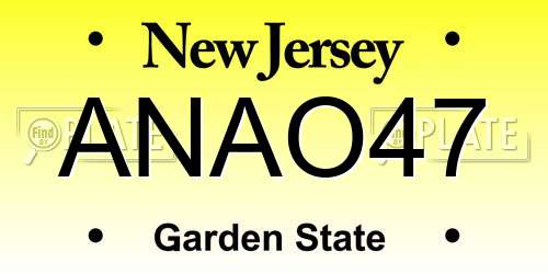 ANAO47 New Jersey License Plate