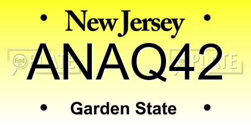 ANAQ42 New Jersey License Plate