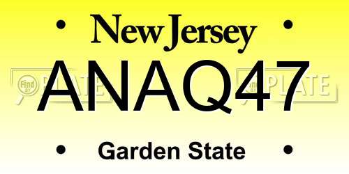 ANAQ47 New Jersey License Plate