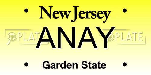 ANAY New Jersey License Plate