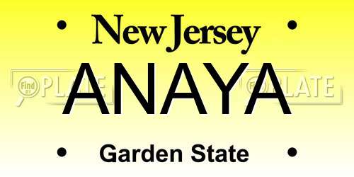 ANAYA New Jersey License Plate