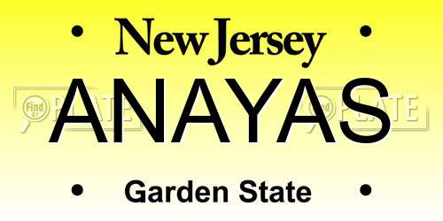 ANAYAS New Jersey License Plate