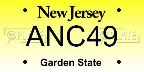 ANC49 New Jersey License Plate