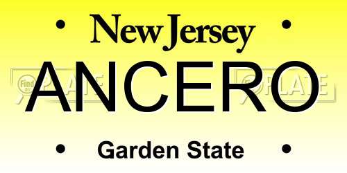 ANCERO New Jersey License Plate