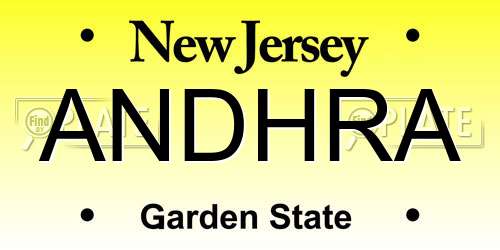 ANDHRA New Jersey License Plate