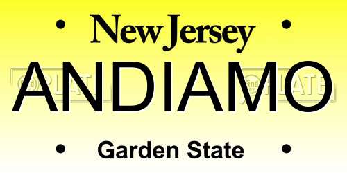 ANDIAMO New Jersey License Plate