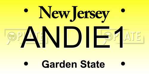 ANDIE1 New Jersey License Plate