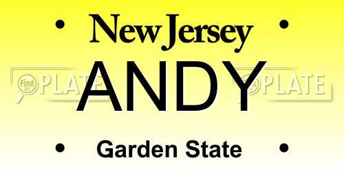 ANDY New Jersey License Plate