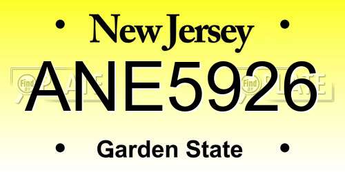 ANE5926 New Jersey License Plate