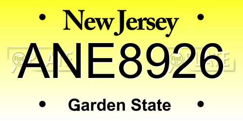 ANE8926 New Jersey License Plate
