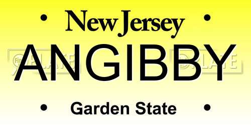 ANGIBBY New Jersey License Plate