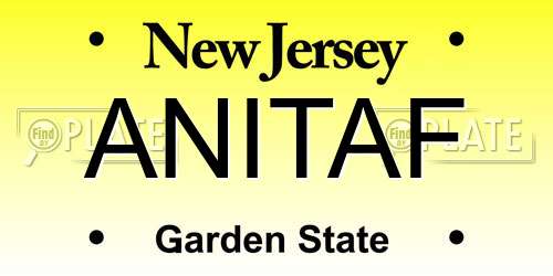 ANITAF New Jersey License Plate