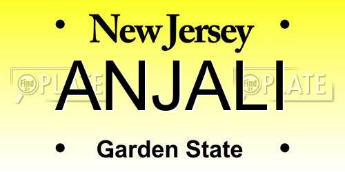 ANJALI New Jersey License Plate