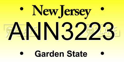 ANN3223 New Jersey License Plate