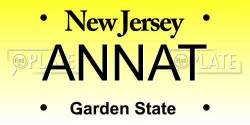 ANNAT New Jersey License Plate