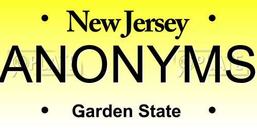 ANONYMS New Jersey License Plate