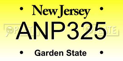 ANP325 New Jersey License Plate