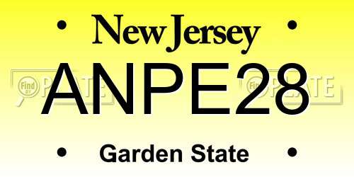 ANPE28 New Jersey License Plate