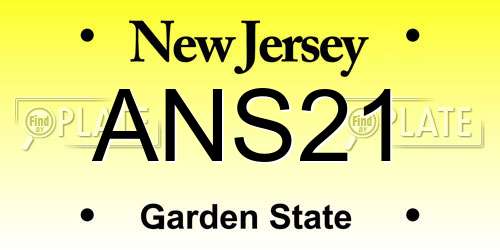 ANS21 New Jersey License Plate