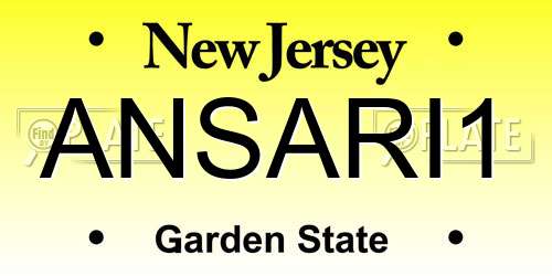 ANSARI1 New Jersey License Plate