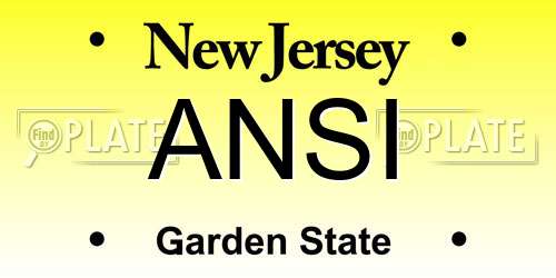 ANSI New Jersey License Plate