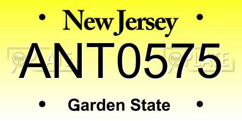 ANT0575 New Jersey License Plate