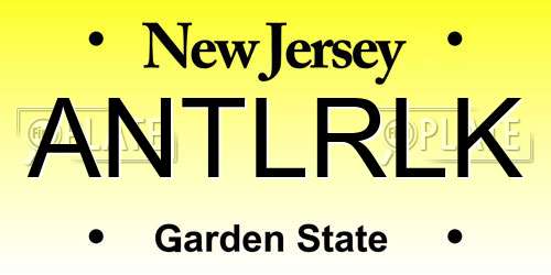 ANTLRLK New Jersey License Plate
