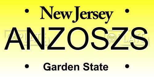 ANZOSZS New Jersey License Plate