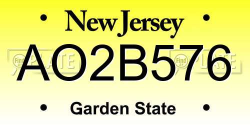 AO2B576 New Jersey License Plate