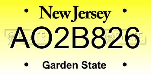 AO2B826 New Jersey License Plate