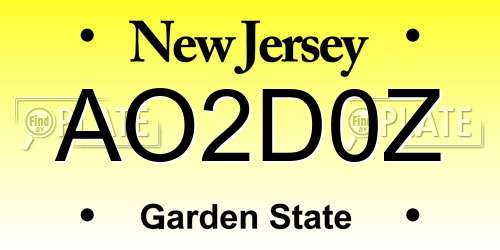 AO2D0Z New Jersey License Plate