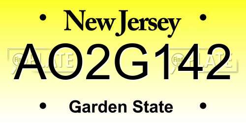 AO2G142 New Jersey License Plate