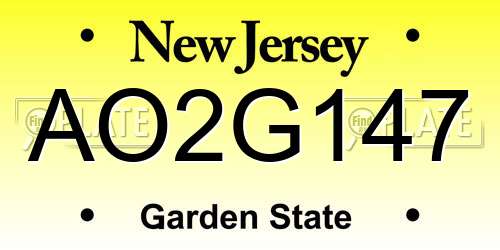 AO2G147 New Jersey License Plate