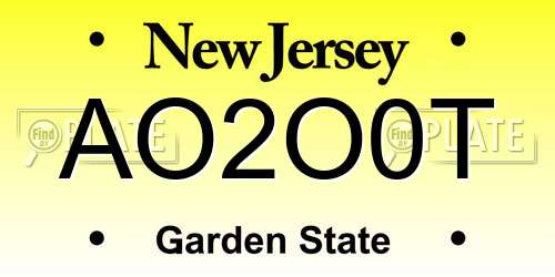 AO2O0T New Jersey License Plate