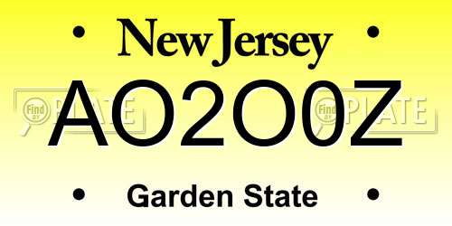 AO2O0Z New Jersey License Plate