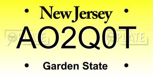 AO2Q0T New Jersey License Plate