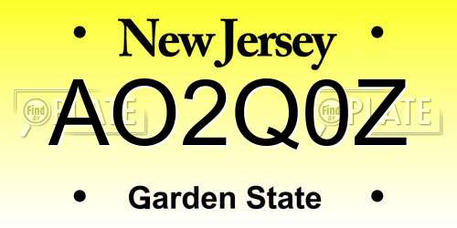 AO2Q0Z New Jersey License Plate