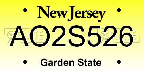 AO2S526 New Jersey License Plate